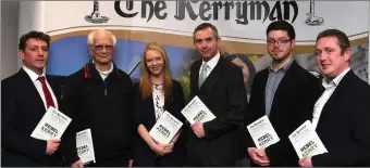  ??  ?? Kerryman Editor Kevin Hughes; historians Ryle Dwyer and Helene O’Keeffe; Kerryman MD John Feerick; Noel O’Regan of Mercier Press and Kerryman journalist Simon Brouder at the launch.