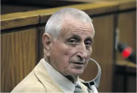  ?? Photo: Felix Dlangamand­la/Gallo Images/Netwerk24 ?? Former Security Branch clerk Joao Jan Rodrigues, 80, during his pre-trial at the South Gauteng High Court, for the murder of activist Ahmed Timol, on 22 October 2018. The NPA said it will oppose Rodrigues’s applicatio­n for the court not to proceed with the case because of his advanced age.