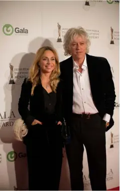  ??  ?? Bob Geldof and his wife Jeanne at the IFTA gala television awards ceremony in Dublin. Photo: Mark Condren