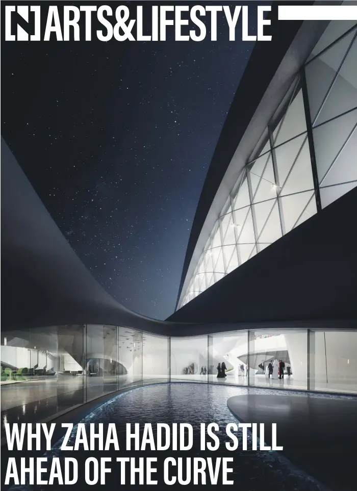  ?? Photos Zaha Hadid Architects ?? A rendering of the interior of the Bee’ah building in Sharjah, which was under constructi­on when Hadid died in 2016