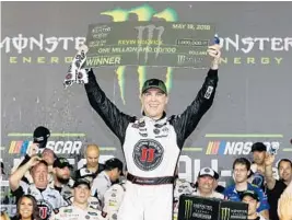  ?? BRIAN LAWDERMILK/GETTY IMAGES ?? Kevin Harvick won his third consecutiv­e race on Saturday night, leading the final 11 laps in the All-Star Race at Charlotte Motor Speedway. There were many move green-flag lead changes under the new format tried by NASCAR.