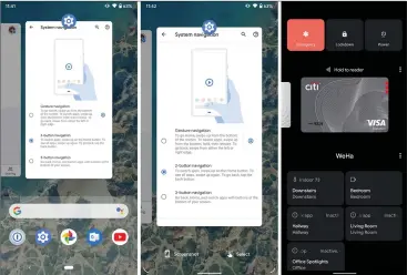  ??  ?? The two-button navigation menu on the Pixel 2 and 3 loses the Screenshot button from the power menu and the Recents menu.