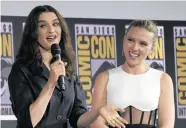  ?? | CHRIS PIZZELLO Invision/AP ?? RACHEL Weisz and Scarlett Johansson during the Black Widow portion on day three of Comic-Con Internatio­nal.
