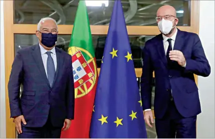  ??  ?? Primeiro-ministro português reuniu-se ontem em Bruxelas com o presidente do Conselho Europeu, Charles Michel
