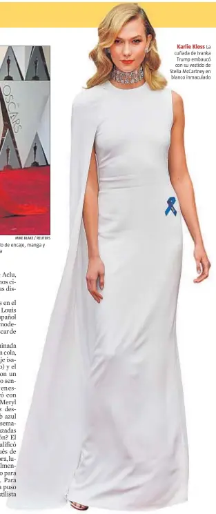 ??  ?? Karlie Kloss La cuñada de Ivanka Trump embaucó con su vestido de Stella McCartney en blanco inmaculado