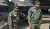  ??  ?? Pakistan Prime Minister Shahid Khaqan Abbasi with the pilot of F-16 in Sargodha, Pakistan.