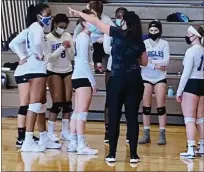  ?? KEV HUNTER — MEDIANEWS GROUP ?? Norristown coach Connie Randolph talks to her team during its match with Chichester Wednesday.