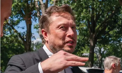  ?? ?? Elon Musk, CEO of X, speaks to the media after a gathering of tech CEOs on Capitol Hill in Washington, 13 September 2023. Photograph: Jacquelyn Martin/AP