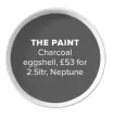  ??  ?? THE PAINT Charcoal eggshell, £53 for 2.5ltr, Neptune