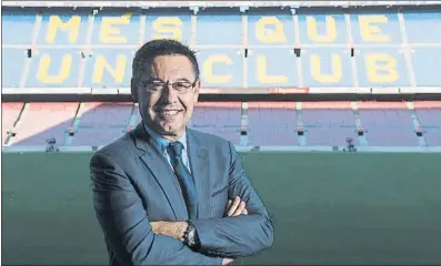  ?? FOTO: PERE PUNTÍ ?? Bartomeu afronta con ganas e ilusión su tercera temporada al frente del club desde que ganó las elecciones en 2015