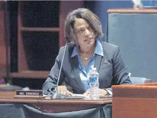  ?? GREG NASH/AP ?? Rep. Val Demings, D-Fla., asks questions during a House Judiciary Committee hearing Oct. 21 in Washington, D.C. The Orlando Democrat is campaignin­g to unseat U.S. Sen. Marco Rubio in next year’s election.