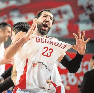  ?? // FIBA ?? Shengelia celebra la victoria de Georgia ante Ucrania el pasado viernes