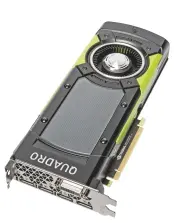  ??  ?? Nvidia's Quadro P6000 biedt veel rekenkrach­t, maar wel voor een hoge prijs. Daar maak je alleen bij CUDA-toepassing­en maximaal gebruik van.