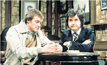  ??  ?? Bewes, right, with his co-star James Bolam as The Likely Lads: the writers, Dick Clement and Ian La Frenais, had spotted Bewes in the film Billy Liar