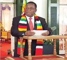  ??  ?? President Mnangagwa addresses the nation on the occasion to mark 32 years of the signing of the Unity Accord at State House in Harare yesterday