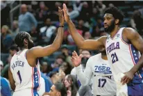  ?? JASON DECROW/AP ?? Joel Embiid had 37 points and 13 rebounds, while James Harden finished with 29 points and the 76ers beat the Nets 101-98 on Saturday night.