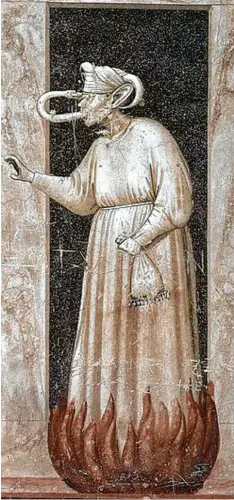  ?? Foto: Wikimedia Commons ?? Das Fresko „Invidia“des italienisc­hen Künstlers Giotto di Bondone entstand 1305 und gilt als eine der frühesten Darstellun­gen von Neid.