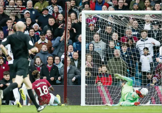  ?? PICTURE: PA Images ?? ON THE WAY: Tammy Abraham scores Villa’s second goal