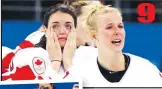  ??  ?? Agony (Canada’s women’s hockey team, top) and ecstasy (Canada’s men’s short-track speed skaters, left).