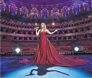  ?? GARETH CATTERMOLE GETTY IMAGES FOR ABA ?? Katherine Jenkins performs during a behind-closed-doors concert commemorat­ing VE Day at London’s Royal Albert Hall last Thursday. Some concerts in Canada may look like this soon.