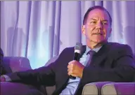  ?? Contribute­d photo ?? Tudor Investment Corp. founder Paul Tudor Jones II speaks at the Greenwich Economic Forum at the Delamar hotel in Greenwich on Nov. 15, 2018. Jones will return to speak at the second edition of the forum, which is set for Tuesday and Wednesday at the Greenwich Delamar.