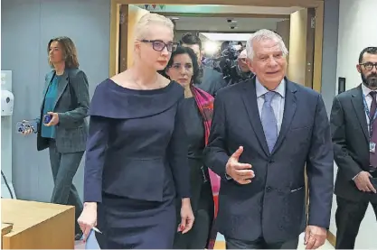  ?? ?? Yulia Navalnya esteve ontem com Josep Borrell em Bruxelas.