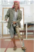  ?? AFP ?? A disabled Yemeni man does exercise with his artificial leg at a clinic for prosthetic limbs and physical rehabilita­tion, in the capital Sanaa recently. —