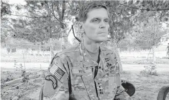  ?? AP Photo ?? Army Gen. Joseph Votel told reporters Saturday during a secret trip to Syria that he is encouraged by progress in building local Syrian Arab and Kurdish forces to fight the Islamic State. He brought reporters with him because he did not “want people...