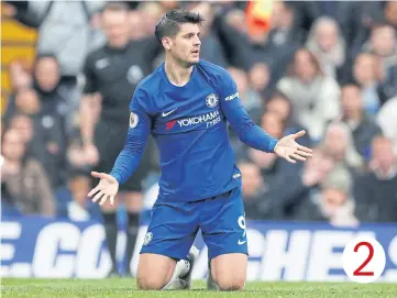  ??  ?? Chelsea’s Alvaro Morata reacts during a match last season. 2