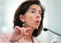  ?? AFP PHOTO ?? CAPABLE
US Commerce Secretary Gina Raimondo testifies during the Senate on Capitol Hill in Washington, D.C., on Oct. 4, 2023. Raimondo expressed confidence on Monday, Feb. 26, 2024, that the US can store the entire silicon supply chain for manufactur­ing advanced chips.