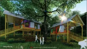  ??  ?? A rendering by REES Architectu­re of the treehouses that will be featured at Camp Trivera. The camp will sit on 17 acres just east of the Oklahoma City Zoo. [PROVIDED]