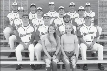  ?? Photo by Becky Polaski ?? Members of this year’s varsity Dutch baseball team are, front row, from left, team statistici­ans Hannah Dippold and Madelyn Neil; second row, Alex Vollmer, Carter Price, Conner Straub, and Logan Mosier; third row, Cameron McMackin, Christian Coudriet, Tony Lewis, and Connor Bullers; and back row, Garret Bauer, Michael Fitzgerald, Mitchell Reiter, Connor Bressler, and Logan Bauer. Missing from the photo is Kaden Snelick.
