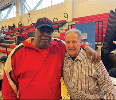  ?? L.A. PARKER — TRENTONIAN PHOTO ?? Former Trenton Central High School Coach Len Carmichael (left) with Bill Rednor of WBCB 1490AM radio.