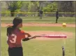  ?? ?? Isabella Lucero launches a softball into outfield on Sunday (May 15).