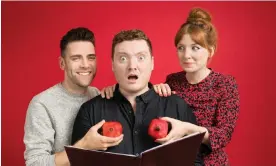  ?? ?? Mum, look … (from left) James Cooper, Jamie Morton and Alice Levine, hosts of My Dad Wrote a Porno. Photograph: Pål Hansen/The Observer