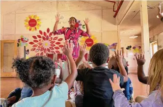  ?? Houston Grand Opera ?? Leah Moody, a soprano for the Houston Grand Opera, performs as Lula the Mighty Griot. Houston Grand Opera presents Storybook Opera, an introducti­on to opera through storytelli­ng.