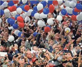  ?? MATT ROURKE/AP ?? Confetti and balloons fall after Donald Trump’s acceptance speech in 2016, the final day of the Republican National Convention in Cleveland.