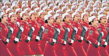  ?? AFP ?? PLA personnel participat­e in a military parade at the Tiananmen Square in Beijing to mark the 70th year of the founding of the PRC.