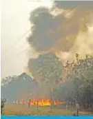  ??  ?? DEEPWATER: A firefighte­r is seen near the bushfires in Deepwater National Park area of Queensland yesterday. — AFP