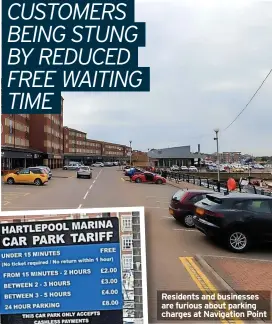  ?? ?? Residents and businesses are furious about parking charges at Navigation Point