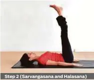  ??  ?? Step 2 (Sarvangasa­na and Halasana)