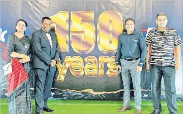  ?? Picture: ABISHEK CHAND ?? From left: Post Fiji board director Manjula Dayal, board chairman Lawrence Tikaram, Post Fiji CEO Anirudha Bansod with board director Fazrul Rahman during the 150-year celebratio­ns in Suva on Saturday, December 18, 2021.