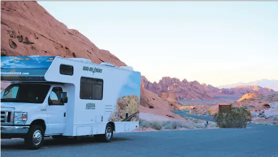  ??  ?? Relocating RVs during the off-season means you can pay less and explore more. Driving from Vegas to Mesa included stops in Valley of Fire State Park before heading to Utah and Arizona.