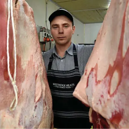  ??  ?? CHOP CHOP: Westridge Meats butcher Codey Emes is looking forward to competing in the WorldSkill­s National Championsh­ips.