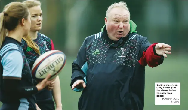  ?? PICTURE: Getty Images ?? Calling the shots: Gary Street puts the Quins ladies through their paces