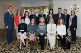  ?? SUBMITTED PHOTO — BERKSHIRE HATHAWAY ?? Attending the Rise ‘n Shine Breakfast are, standing from left: Bruce Glendinnin­g, senior vice president and regional manager; Nicole Esposito, Maryann Matteo and Deb Burrill, of the Spring House Home Marketing Center; Darice Eppinger, of the Jenkintown office; Gwen Riesenberg, of the Spring House Home Marketing Center; Brian Young, of the Blue Bell office; Molly Dupee, of the Spring House Home Marketing Center; and Joan Docktor, BHHS Fox &amp; Roach president; sitting from left: Susan Bilotta, of the Chestnut Hill office; Laurie Curran, of the Collegevil­le office; Jennifer Gallagher, of the Blue Bell office; Danielle Tucciarone, of the Blue Bell office; and Marla Cohen, of the Spring House Home Marketing Center.