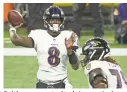  ?? DAVID BUTLER II/USA TODAY SPORTS ?? Baltimore quarterbac­k Lamar Jackson.