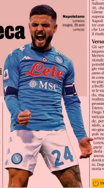  ?? LAPRESSE ?? Napoletano Lorenzo Insigne, 29 anni