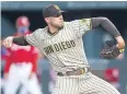  ??  ?? STELLAR EFFORT: The Padres’ Joe Musgrove throws against the Rangers.