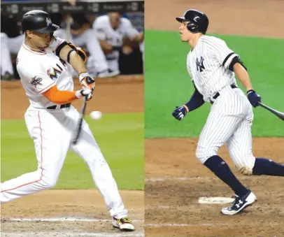  ?? | AP PHOTOS ?? The Marlins’ Giancarlo Stanton ( left) and the Yankees’ Aaron Judge are finalists for the NL and AL MVP awards.